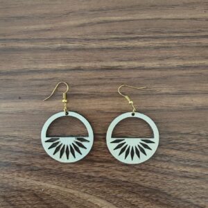 Boucles d’oreilles cercle soleil en bois brut